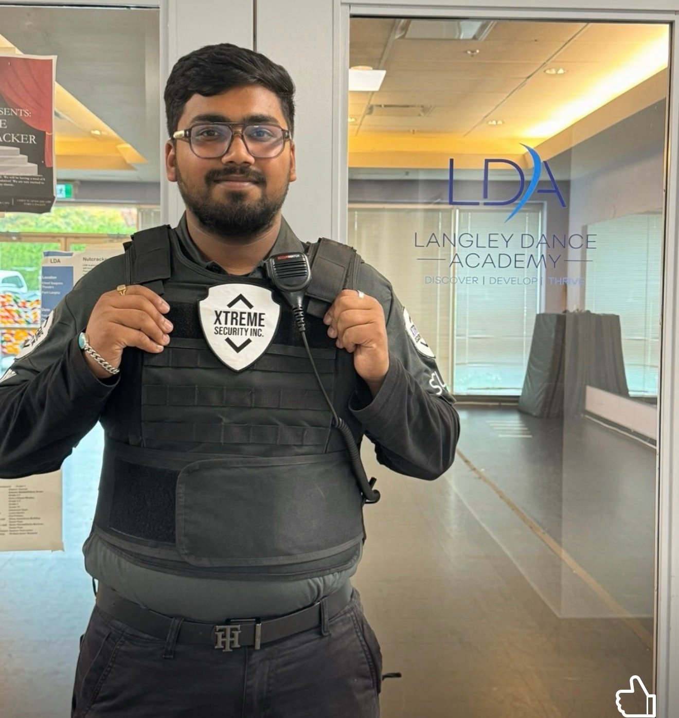 Xtreme Security guard on indoor commercial post in Langley