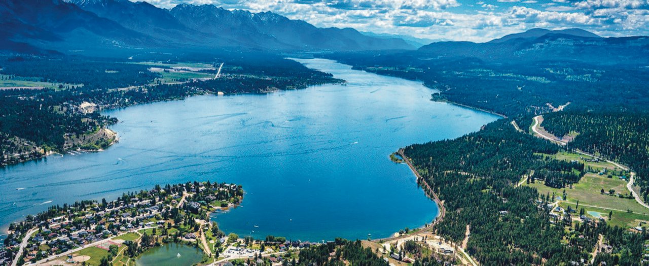 Lake Windermere shoreline at Invermere BC with the Purcell Mountains
