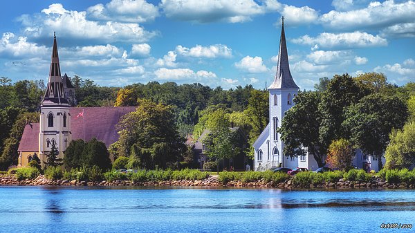 Mahone Bay Nova Scotia Three Churches waterfront