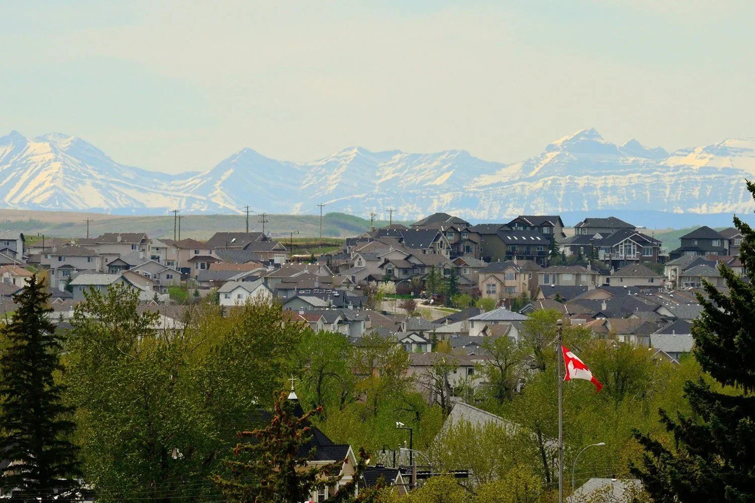 Okotoks Alberta town and Sheep River view